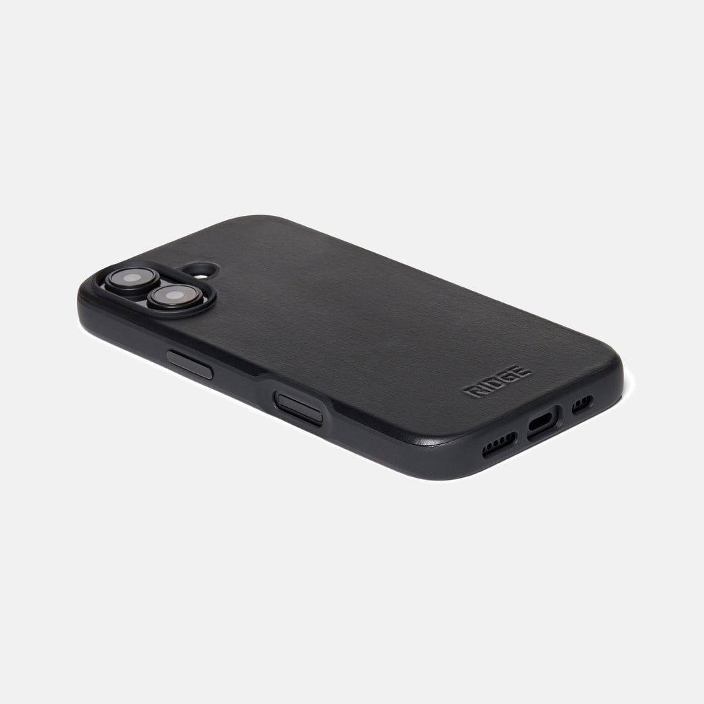 Ridge Phone Case - Midnight Black Leather - iPhone 16
