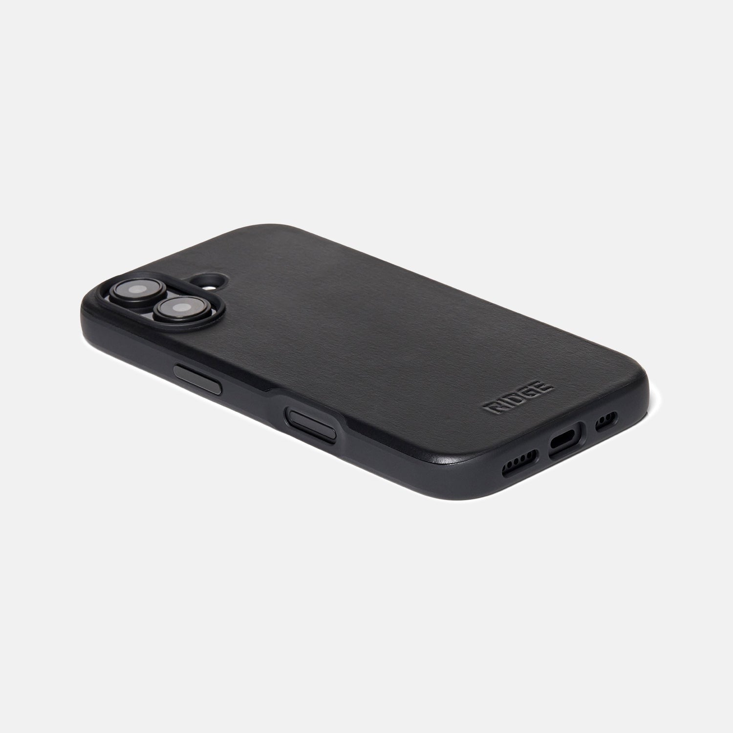 Ridge Phone Case - Midnight Black Leather - iPhone 16