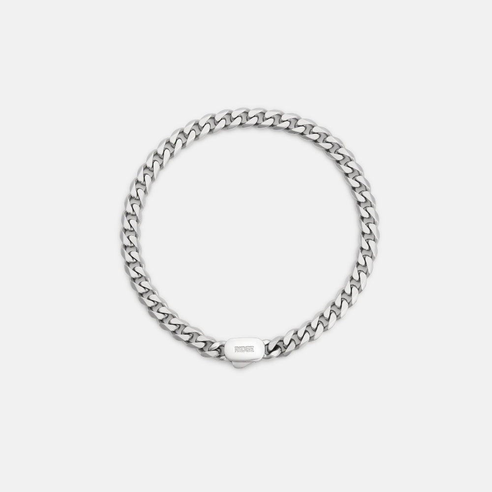 6mm Curb Bracelet - Platinum - Large