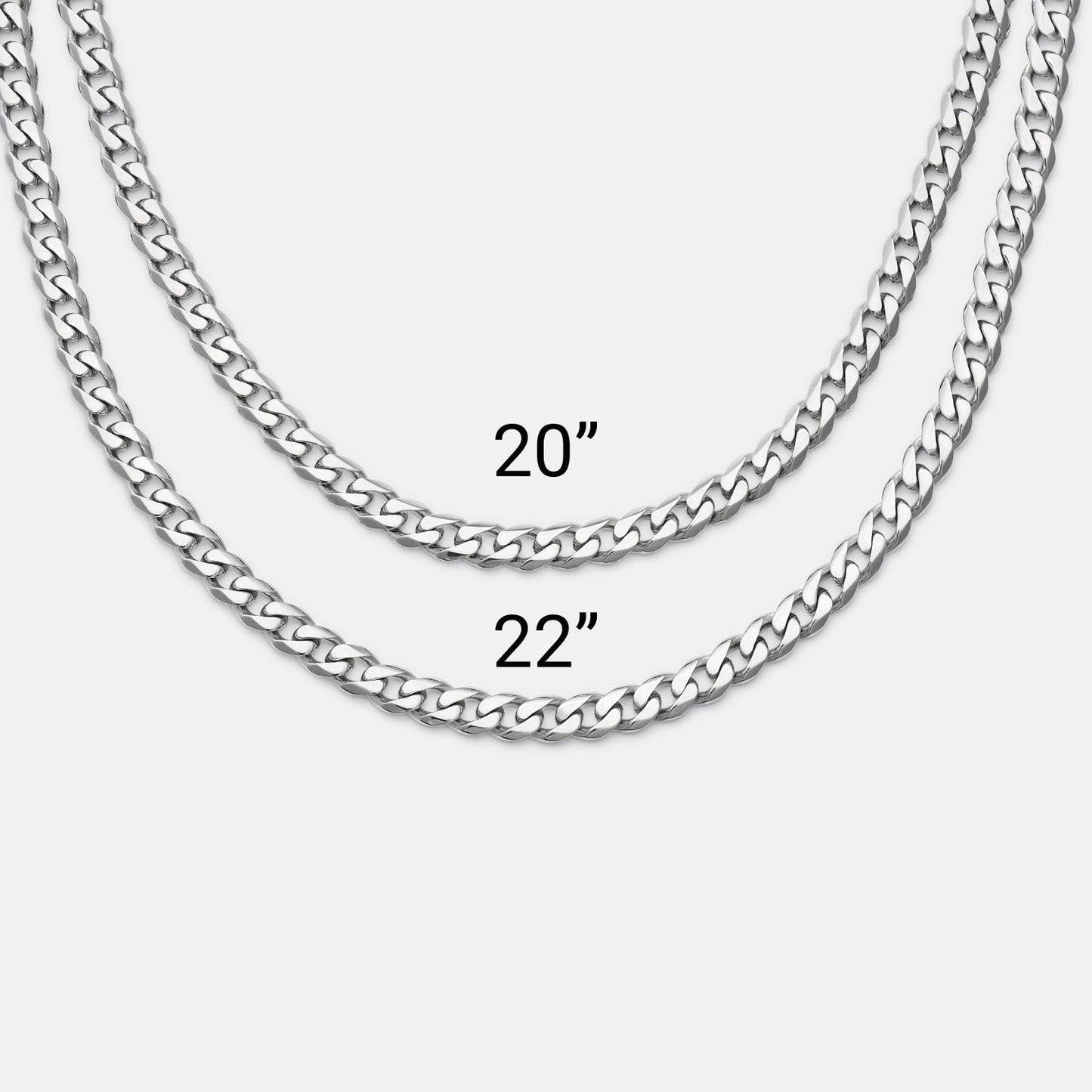 5mm Curb Chain - Platinum - 22"