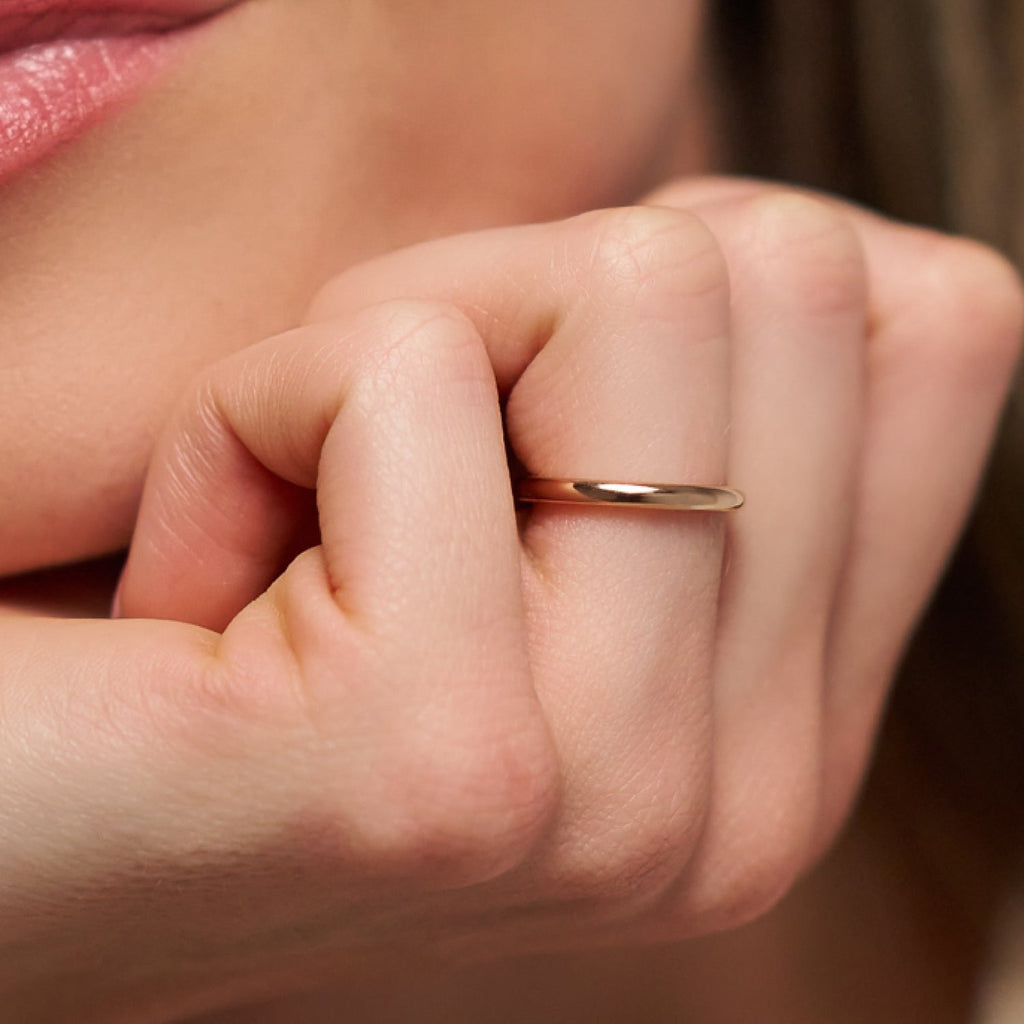 2mm Rounded Ring Set - 14K Yellow Gold