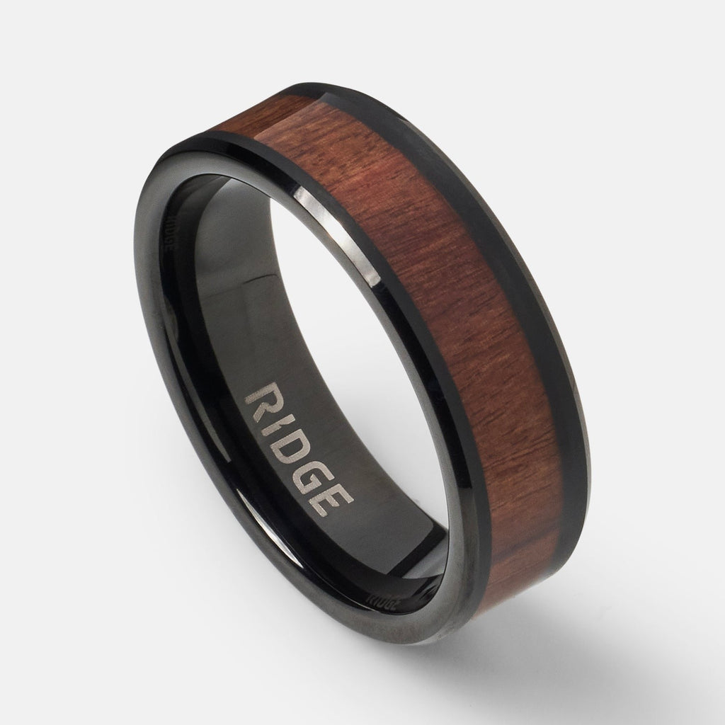 8mm Beveled Ring Set - Mopane Wood