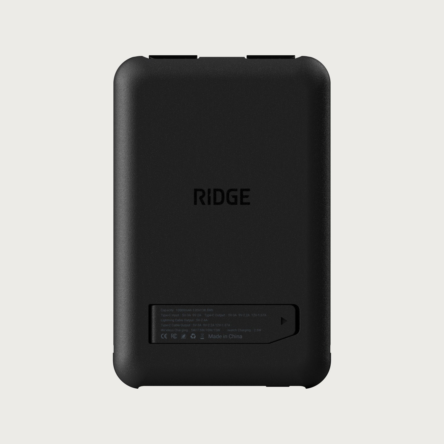 Ridge Power Bank - 10k mAh - Matte Black