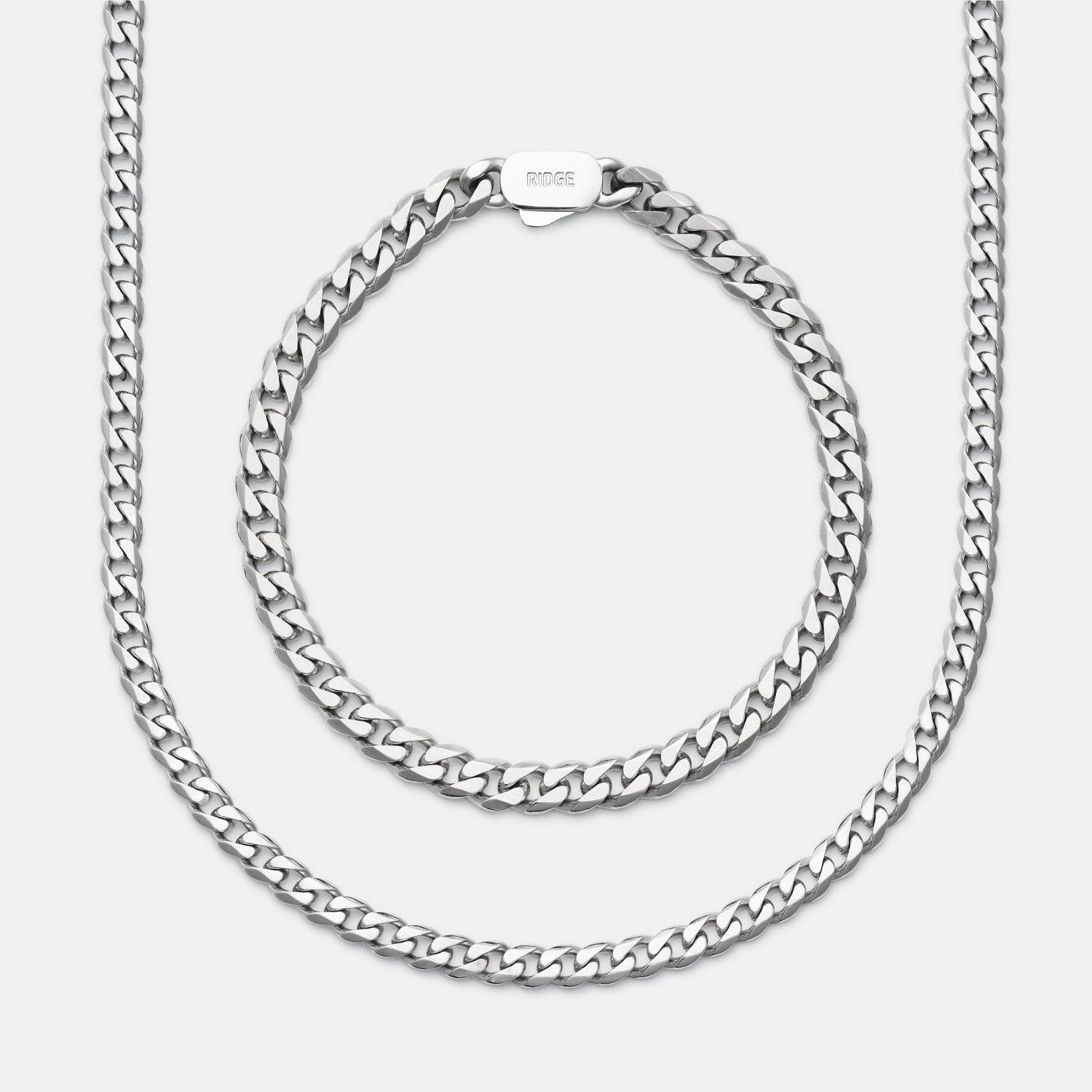 6mm Curb Bracelet - Platinum - Large
