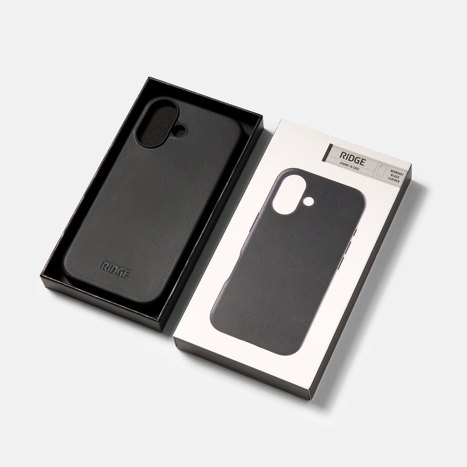 Ridge Phone Case - Midnight Black Leather - iPhone 16