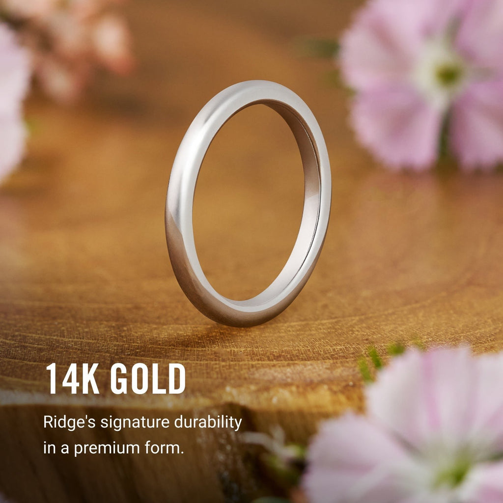 2mm Rounded Ring Set - 14K White Gold