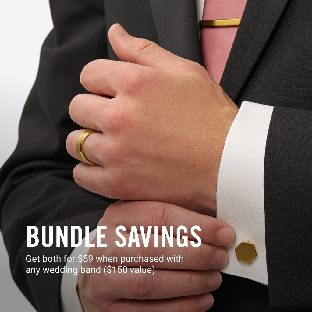 Tie Bar & Cufflinks Kit - 24K Gold