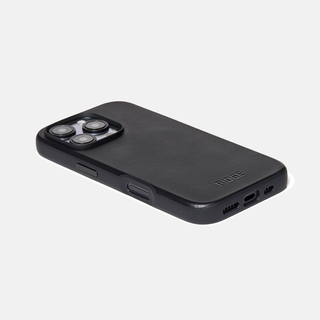 Ridge Phone Case - Midnight Black Leather - iPhone 16 Pro