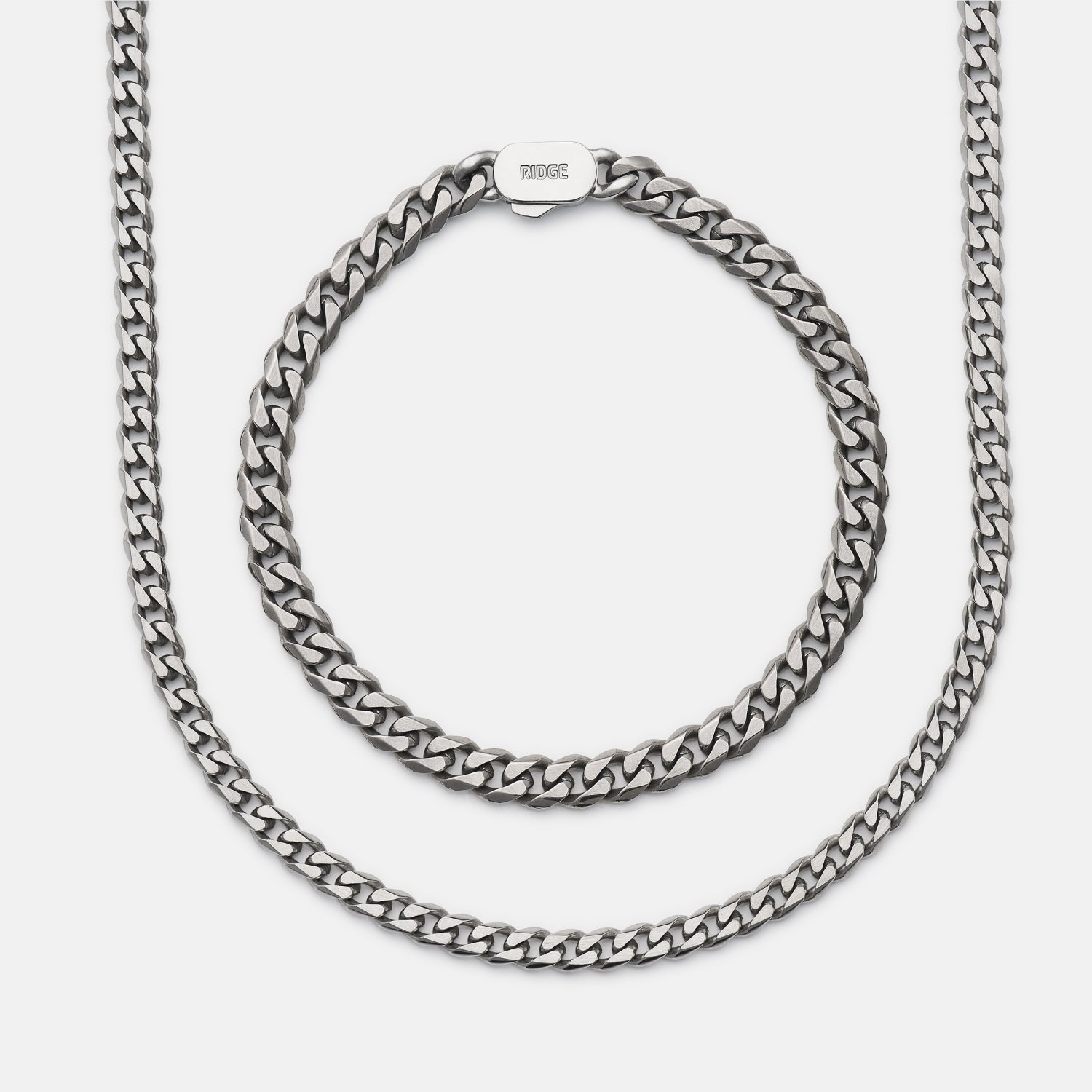 6mm Curb Bracelet - Titanium - Medium