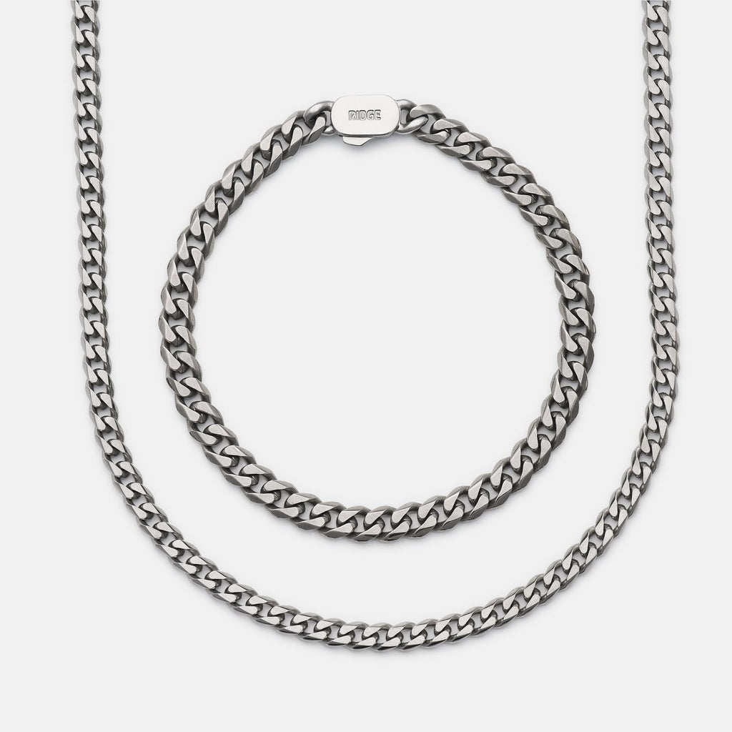 6mm Curb Bracelet - Titanium - Medium