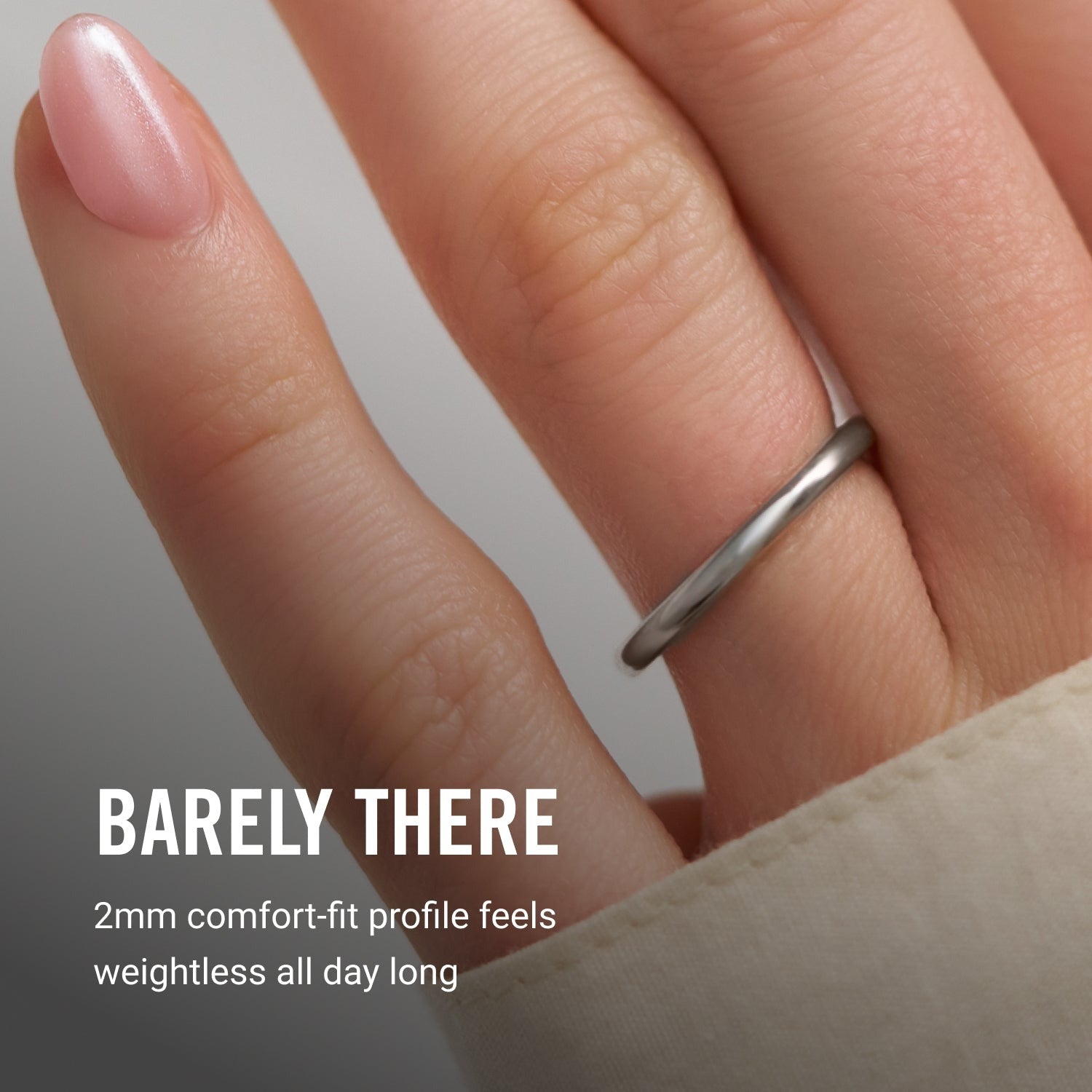 2mm Rounded Ring Set - 14K White Gold