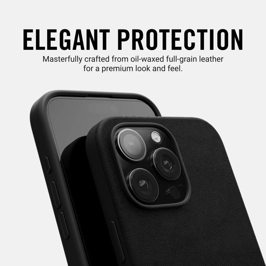 Ridge Phone Case - Midnight Black Leather - iPhone 16 Pro