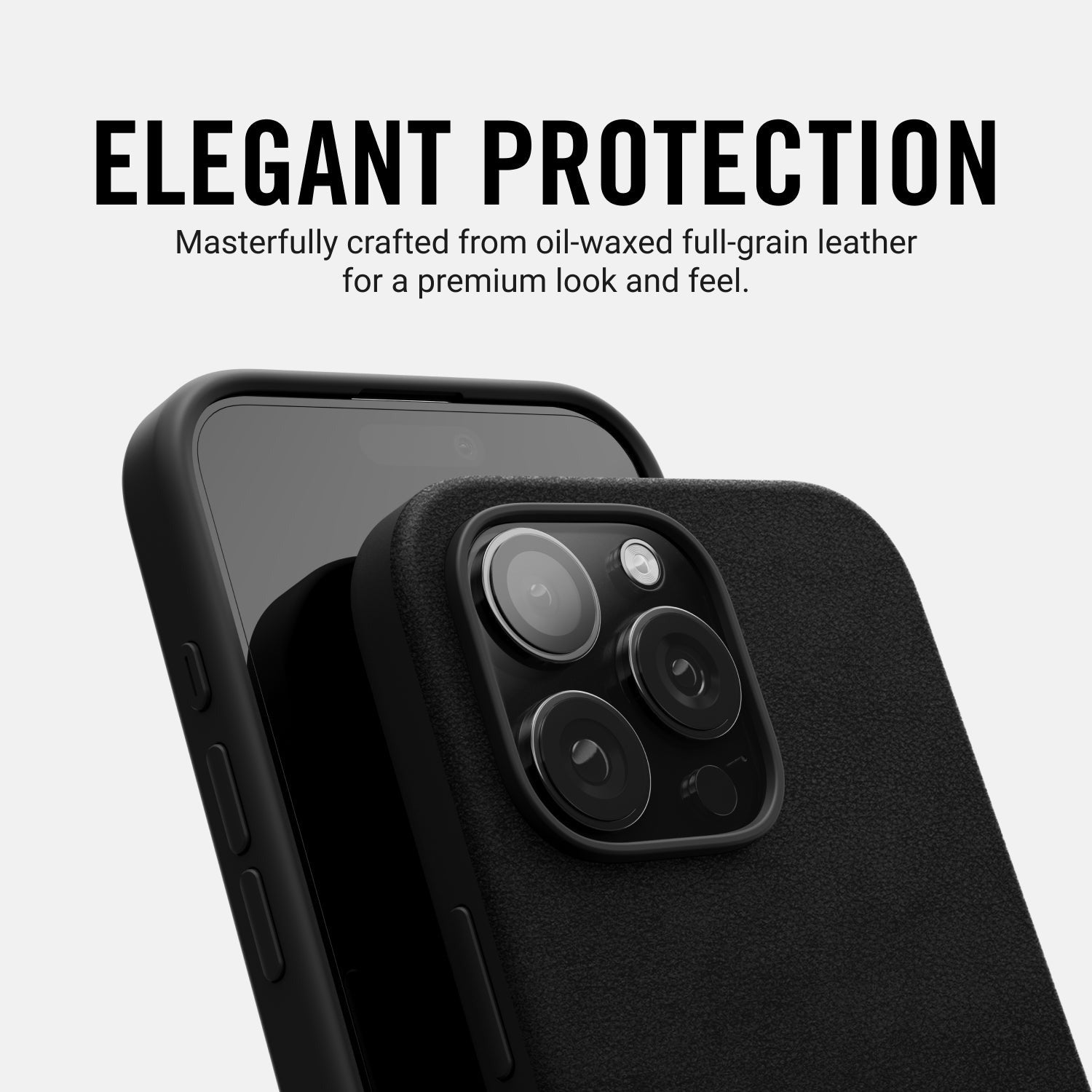 Ridge Phone Case - Midnight Black Leather - iPhone 16 Pro