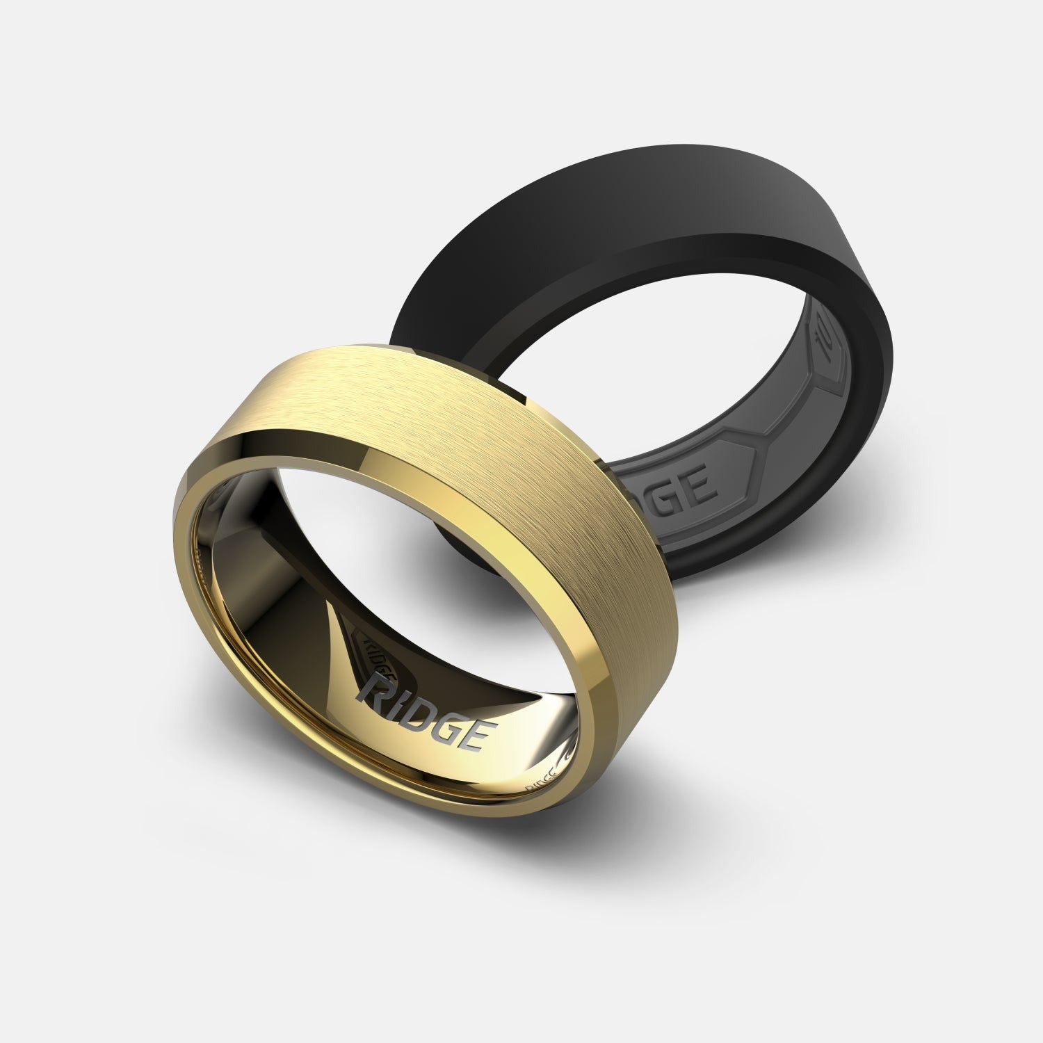 8mm Beveled Ring Set - 24K Gold - Tantalum Carbide