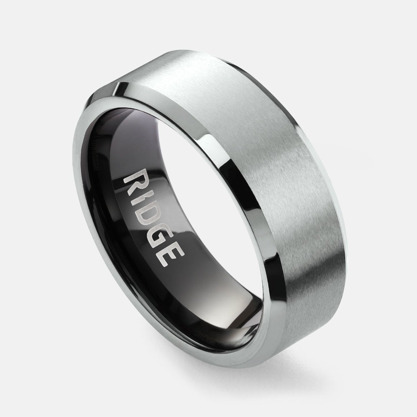 8mm Beveled Ring Set - Platinum