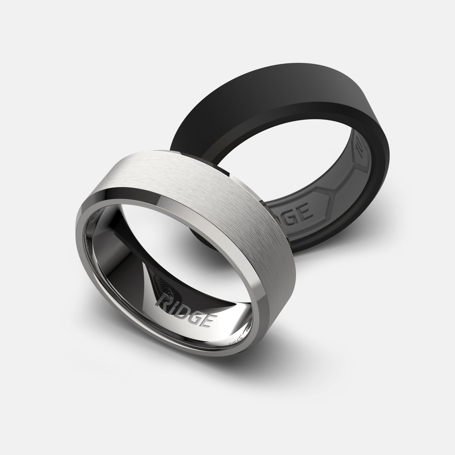 8mm Beveled Ring Set - Platinum - Tantalum Carbide