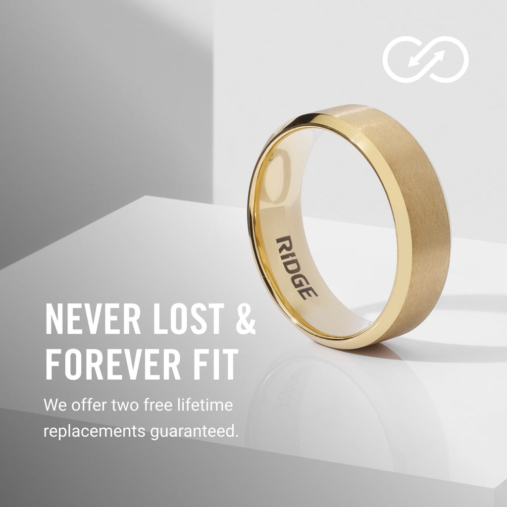 8mm Beveled Ring Set - 24K Gold - Tantalum Carbide