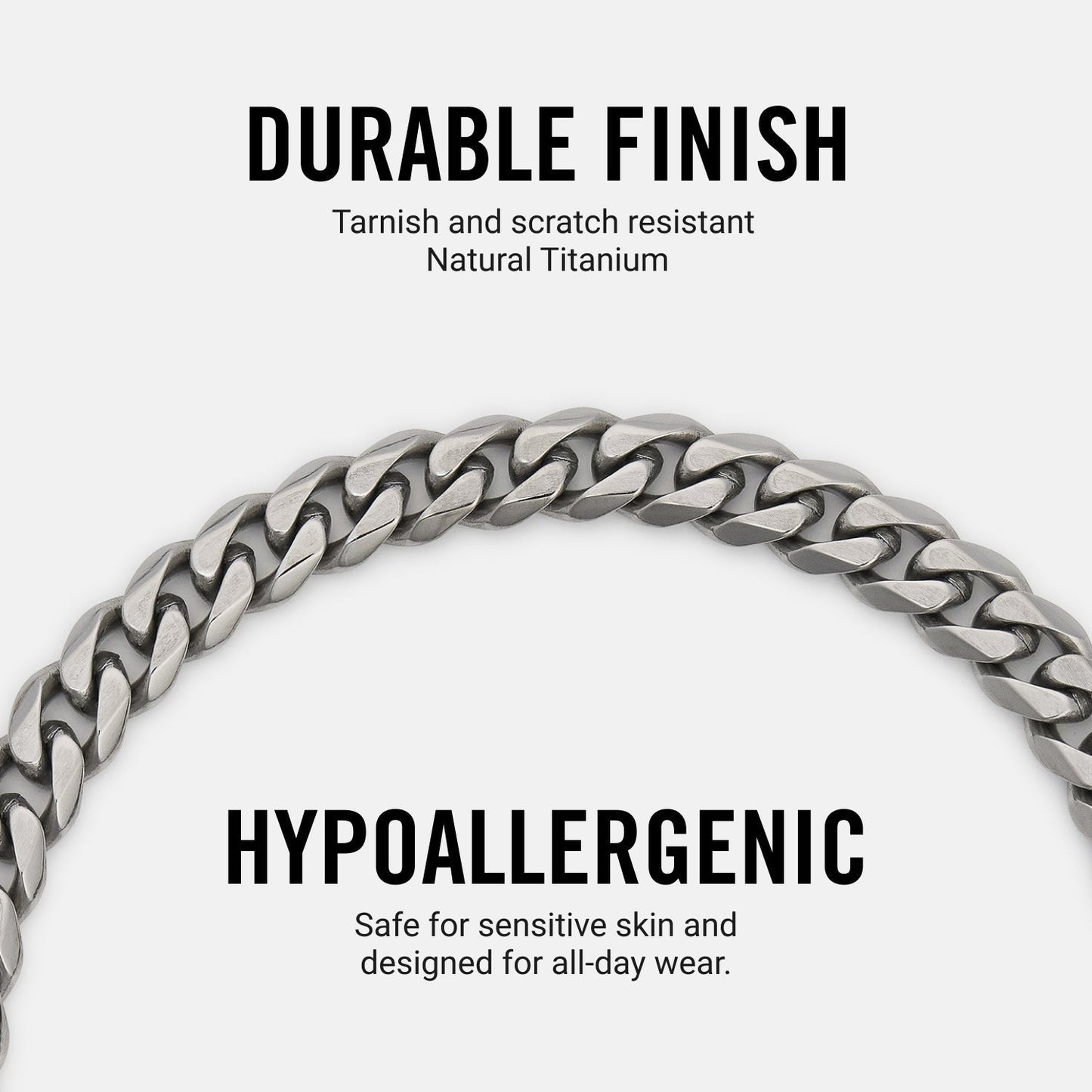 6mm Curb Bracelet - Titanium - Medium