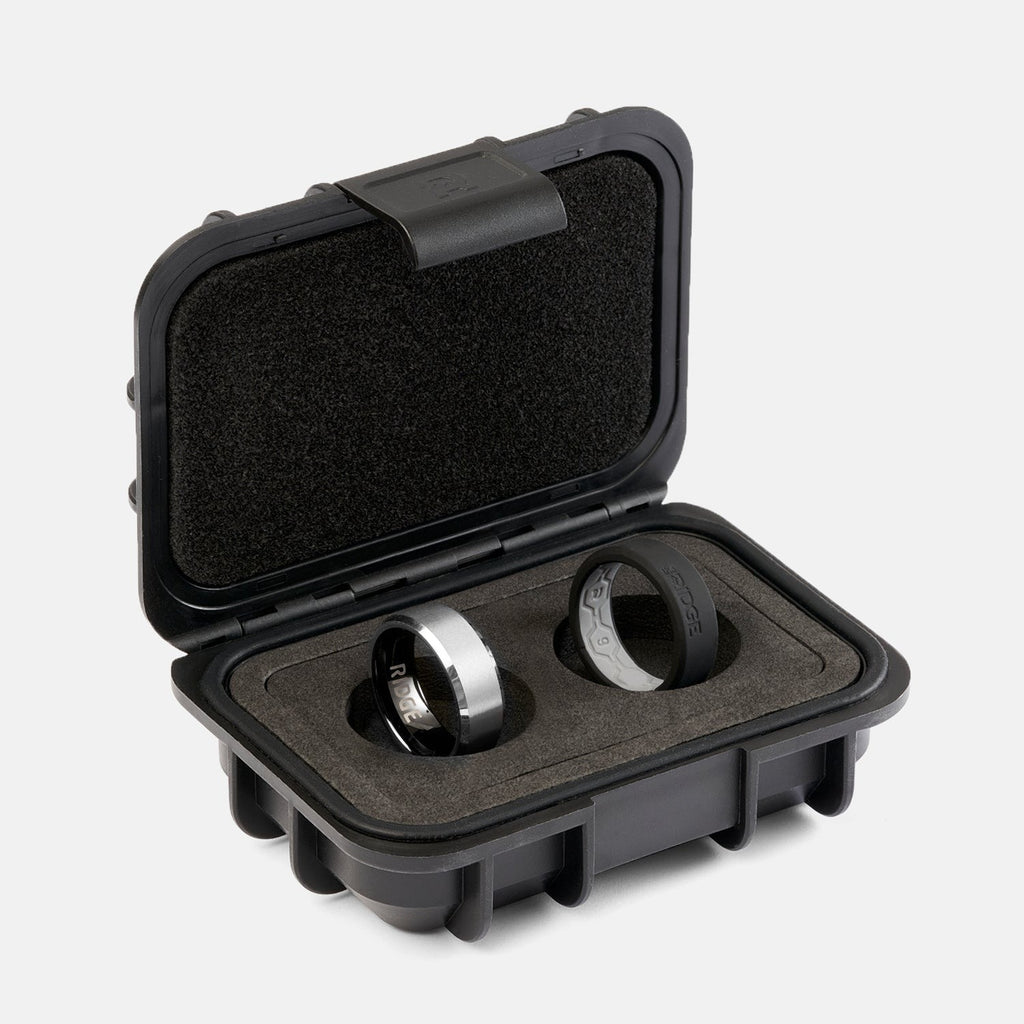 8mm Beveled Ring Set - Platinum