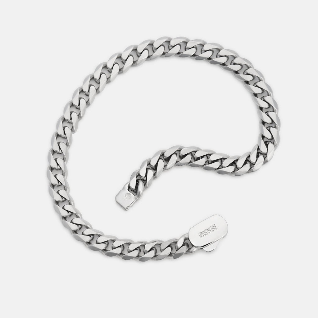 6mm Curb Bracelet - Platinum - Large