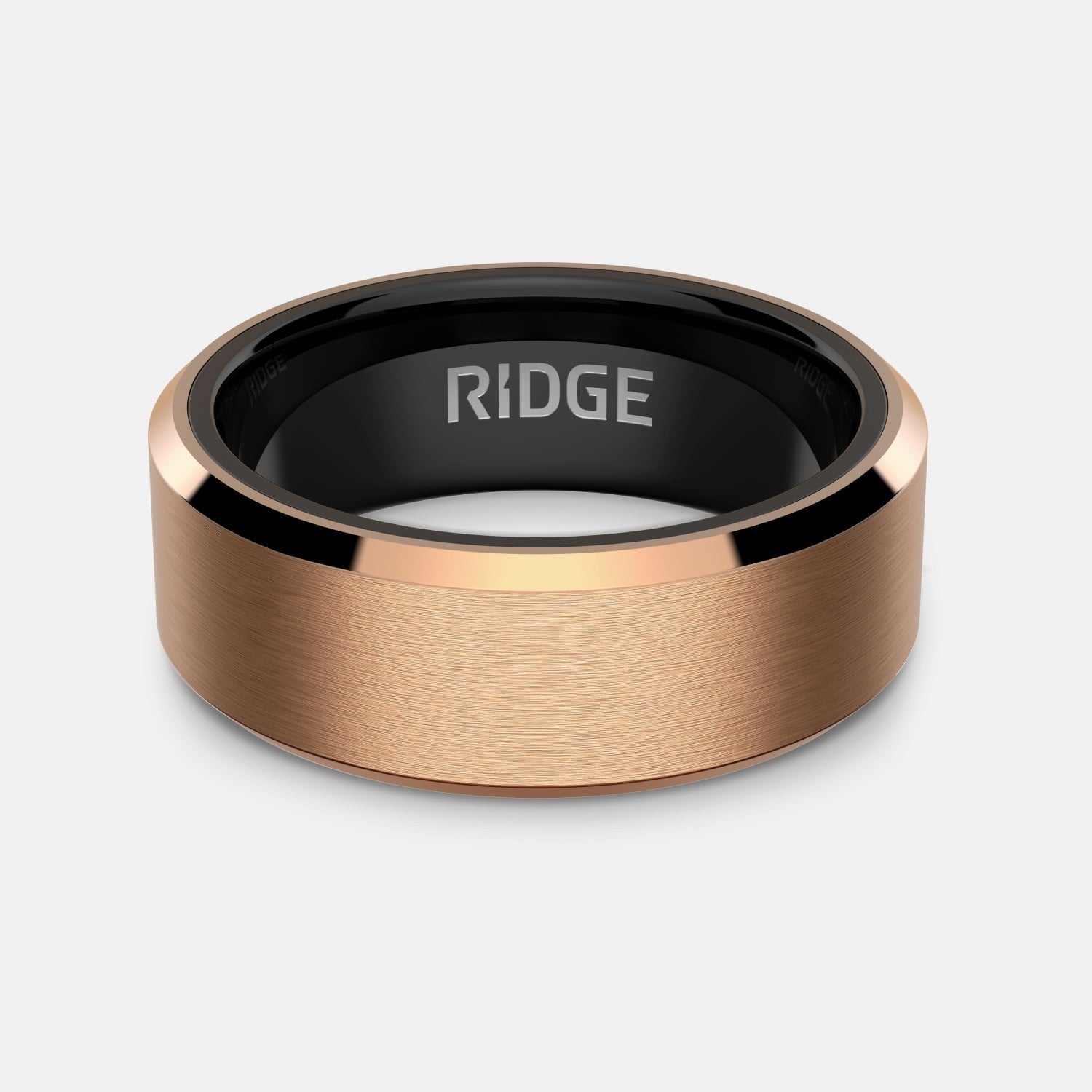 8mm Beveled Ring Set - 18K Rose Gold