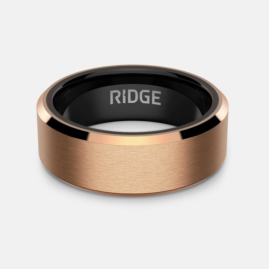 8mm Beveled Ring Set - 18K Rose Gold