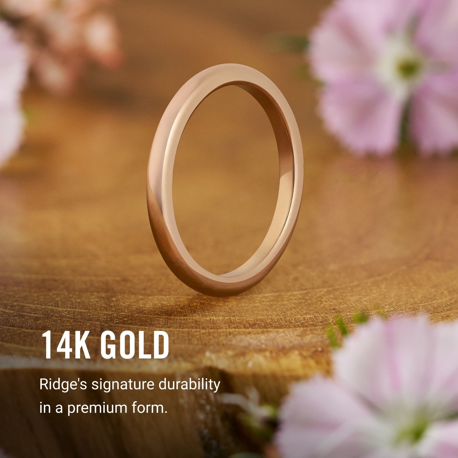 2mm Rounded Ring Set - 14K Rose Gold