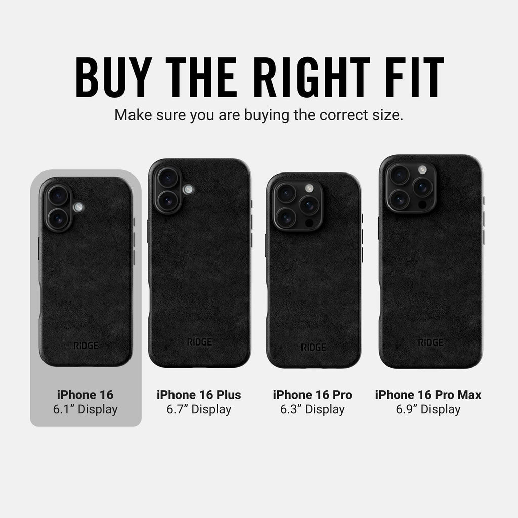 Ridge Phone Case - Midnight Black Leather - iPhone 16