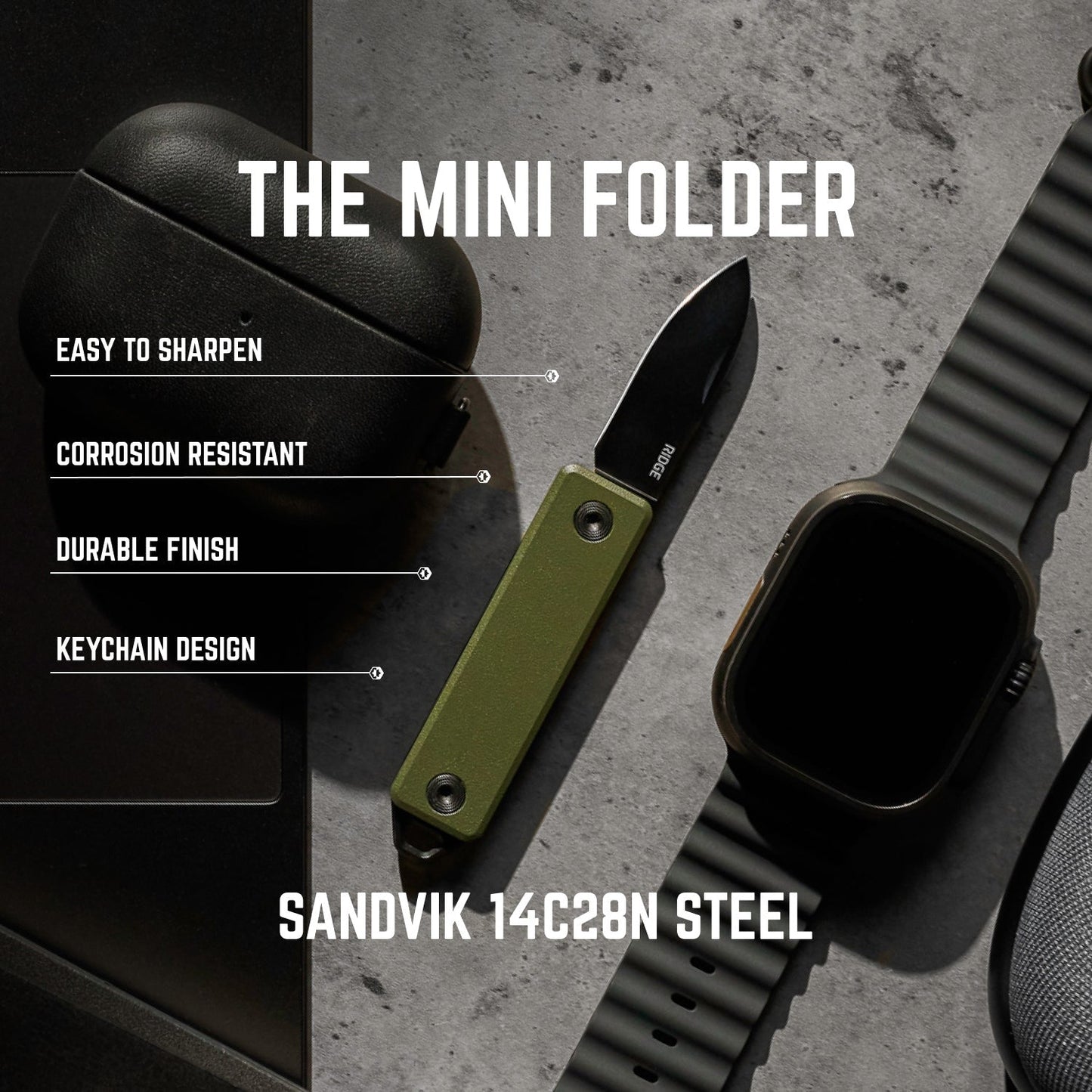 Mini Folder - Matte Olive